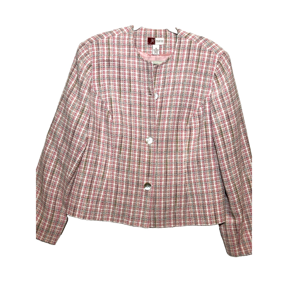 JM Collection Tweed Pink‎ Womans Short Blazer jacket sz 18 Career quiet luxury